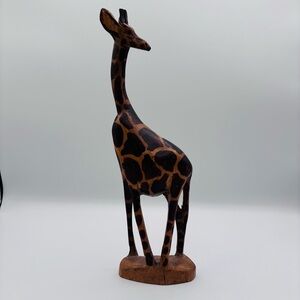 Hand-Carved Wooden Giraffe Figurine 12" Collectible Sculpture